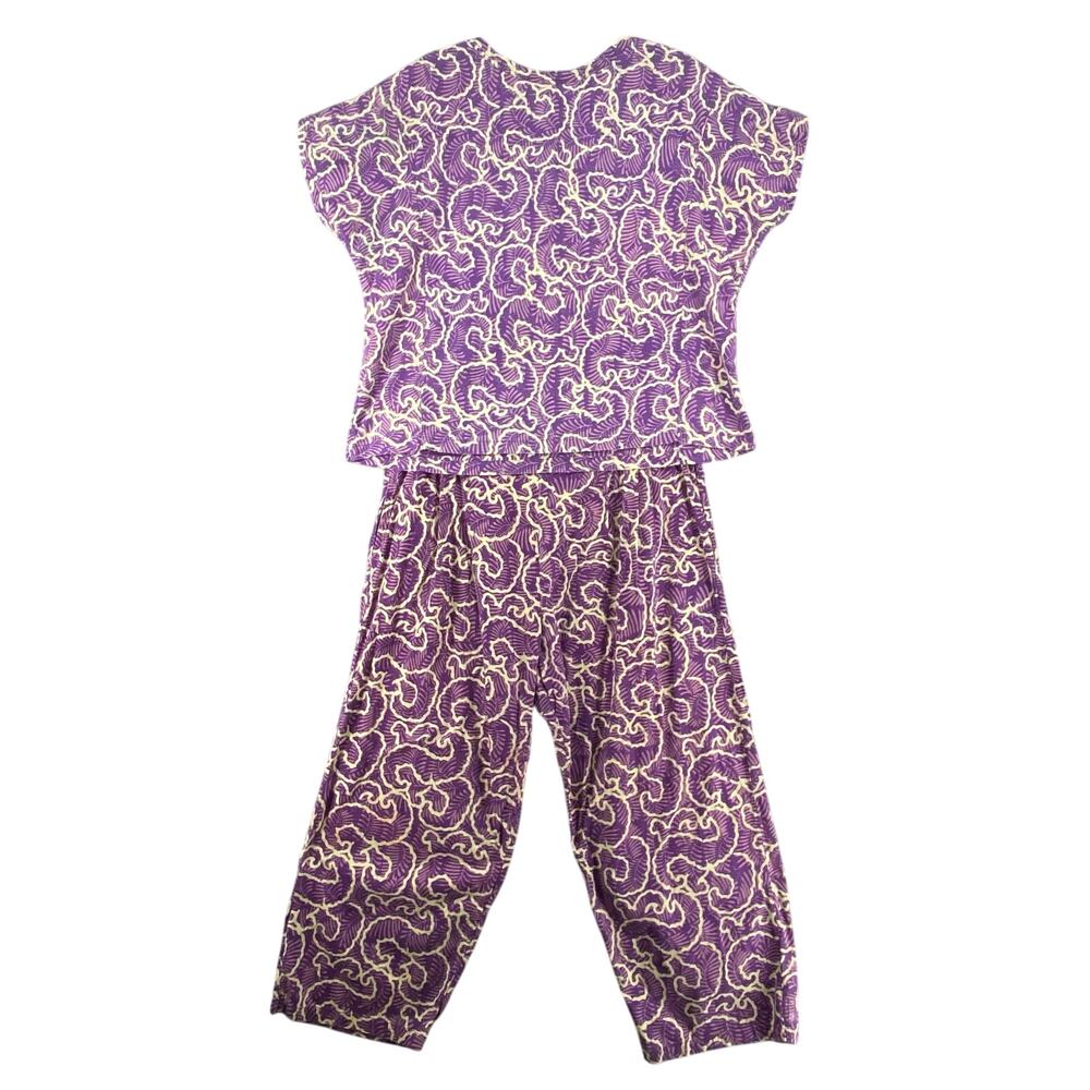 Noa Noa Hawaiian Resort Wear Top Pants Set Womens OS Purple Batik Design‎ Aloha